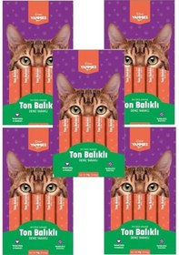 Resim Kiwi Yammies Ton Balıklı Deniz Taraklı Sıvı Kedi Ödül Maması 5 Paket 