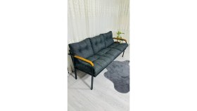 Resim Sofmina Karanfil Balkon, Bahçe, Cafe - Metal Kanepe Koltuk Takımı 3 Lü Antrasit 