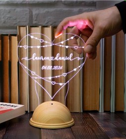 Resim Sevgiliye Özel İsimli Kalp Led Gece Lambası - 14 Şubat, Doğum Günü Ve Yıldönümü Hediyesi Eşe, Nişanlıya Romantik Hediye 