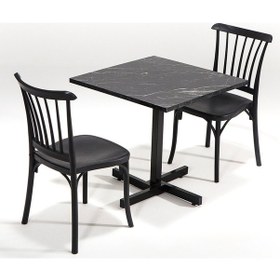 Resim Siyah Tango Mermer Desen Violet Mutfak Masa Takımı 