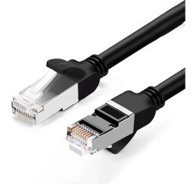 Resim TeknoKapsül Cat6 Saf Bakır Metal Konnektör Ethernet Kablosu Siyah 10 Metre 