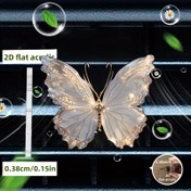 Resim 2D Düz, 2D Akrilik Kelebek Araba Hava Menfezi Klipsi - Beyaz & Altın Dekoratif Koku Tutucu, Taze Kokulu ve Şık Araç İçi Dekoru için 1.02 cm Sıkıştırılmış Koku ile Kompakt Vent Klipsi, Araba Hava Ferahlatıcı Vent Klipsi, Zarif Kanat Detayları, 2D Düz 