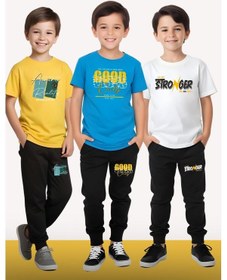 Resim Fyk Kids Erkek Çocuk 3'lü Set Think Yazı Baskılı Yazlık Alt-üst Takım Çok Renkli 