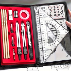 Resim 12+1 adet, Profesyonel Mühendislik Çizim Kiti, Mekanik ve Mimarlık Çizim Araçları, Öğrenciler ve Profesyoneller için Uygun, Mühendislik Araçları, 4 Mevsim Mevcut 