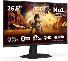 Resim AOC Q27G41ZDF 26.5 inch WQHD Monitor 240Hz, QD-OLED Panel, 0.03ms GtG, Adaptive Sync, HDR10, G-Sync Compatible, (2560x1440 HDMI 1x 2.0 DP 1x1.4) Black/red 