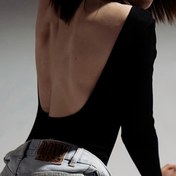 Resim Sırtı açık tek renkli vücut, İlkbahar ve Sonbahar için seksi uzun kollu vücut, Kadın Giyim 