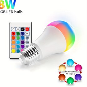 Resim Uzaktan Kumandalı 8W RGB LED Ampul, 16 Renk Değiştirme, E27 Tabanı, AC 175-265V - Oturma Odası, Yatak Odası ve Alışveriş Merkezleri için Akıllı Ev Dekoru, Yatak Odası Atmosfer Aydınlatması | Dinamik Işık Efektleri | Çok Renkli Aydınlatma 