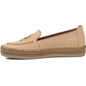 Resim Ayakmod 394162 Bej Hakiki Deri Kadın Loafer Ayakkabı 001 