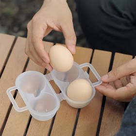 Resim 1 adet Taşınabilir Çift Izgara Şok Emici Yumurta Taşıyıcı, Plastik Seyahat ve Ev Tazeleme Depolama Kutusu, Buzdolabı için Yumurta Tutucu 