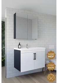 Resim Teta Home Yalova 80 Cm Mdf Banyo Dolabı Seti Antrasit-beyaz Antrasit - Beyaz 