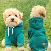 Resim Küçük Köpekler için Pet Kapüşonlu Sweatshirt, %65 Polyester %35 Örgü Kapüşonlu Sweatshirt Schnauzer, Poodle, Teddy için, Yalnızca El Yıkama - Yeşil 