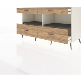 Resim Kronos Konsol 2 Raflı 4 Çekmeceli 176x59x99 Aytaşı-antrasit/çam Aytaşı-antrasit/çam 