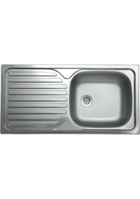 Resim Livinox Dorian86 Tek Gözlü Desenli Tezgah Üstü Sol Damlalıklı Paslanmaz Çelik Mutfak Eviyesi Inox 43.5 x 86 CM 