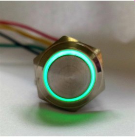 Resim Suntek 220v Led 16mm Kendinden Kilitli Buton Anahtarı Yeşil 