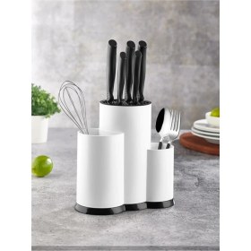 Resim 3 Bölmeli Kaşıklık - Şef Bıçaklık Standı Beyaz 