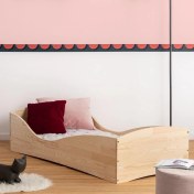 Resim MiniWood Petek Montessori Beşik Çocuk Odası Ahşap Yatak 