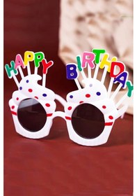 Resim Beysüs Happy Birthday Parti Gözlük Cupcake Temalı Beyaz 