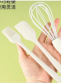 Resim 3'lü Silikon Pasta Tatlı Yapma Seti Çırpıcı- Fırça-spatula 