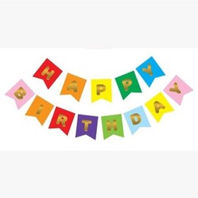 Resim Renkli Gold Happy Yaldızlı Banner 