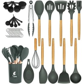 Resim Mikla Dayanıklı Yanmaz Yapışmaz 33 Parça Silikon Spatula Mutfak Seti Gri 