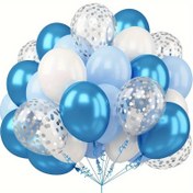 Resim 40 adet Açık Mavi Balonlar Beyaz Balonlar Gümüş Konfeti Balonları Metalik Mavi Balonlar Doğum Günü Düğün Mezuniyet Emeklilik Partisi Dekoru için, Doğum Günü Fotoğraf Aksesuarı, Yıldönümü Parti Sahne Dekorasyonu, Oda Dekoru, İç Mekan Dekoru 