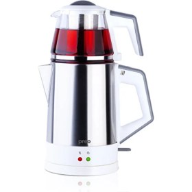 Resim 1,8 L Cam Demlikli Çelik Çay Makinesi, 1800W, Beyaz Renk 