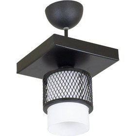 Resim Tekli Beyaz Cam Kafes Model Modern Plafonyer Avize C 
