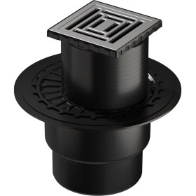 Resim V-Flow Kare 5607320 Yalıtımlı Duş Kanalı, Alttan Çıkışlı, 10X10 Cm, Dk 800 Kapak, Mat Krom 