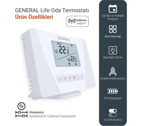 Resim General Life Ceres HT300S Rf Kablosuz Günlük ve Haftalık Programlanabilir Oda Termostatı 
