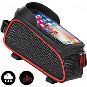 Resim Skycity Bisiklet Ön Çubuk Çantası, Su Geçirmez Dokuma, Dokunmatik Ekran, Çok Amaçlı Depolama, Güvenli Sürüş İçin Kırmızı Kırmızı 