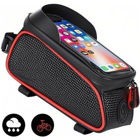 Resim Skycity Bisiklet Ön Çubuk Çantası, Su Geçirmez Dokuma, Dokunmatik Ekran, Çok Amaçlı Depolama, Güvenli Sürüş İçin Kırmızı Kırmızı 