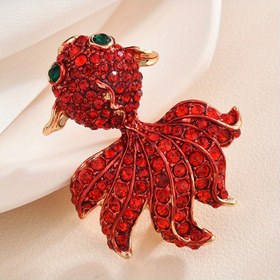 Resim Zarif Altın Balık Pimleri, Taşlarla Süslenmiş, Vintage ve Şık Cinsiyetler Arası Takı Seti Kadınlar İçin 