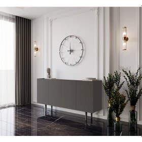 Resim Enwood Capella Gri Mdf 4 Kapaklı Raflı 140 Lık Konsol 