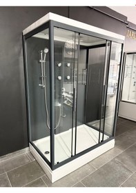Resim 90x150 Üç Cephe Kompakt Sistem Duşakabin Antrasit Yerli Üretim Kişiye Özel Tasarım 