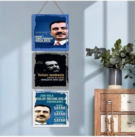 Resim Ahşap Katlanabilir 3lü Tablo - Tbl0003 