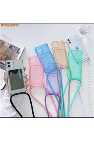 Resim BilişimGo Technology Iphone 6 Plus / 6s Plus Şeffaf Kartlıklı Boyun Askılı Ipli Kılıf 