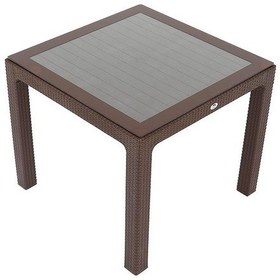 Resim Depootoptan Mandella 90X90 Elit Rattan Masa (Camlı) Kahverengi 