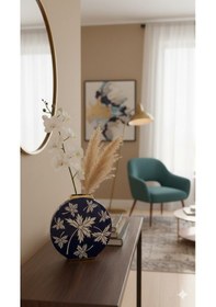Resim Blue Fall Yuvarlak Vazo 20x7x21 Cm Mavi 