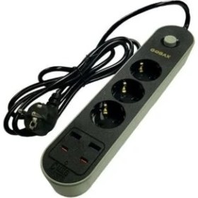Resim Smith Gobax MG-106 2x USB 2x Type-C Çıkışlı 3lü 2 M Metre Çocuk Akım Korumalı Priz 