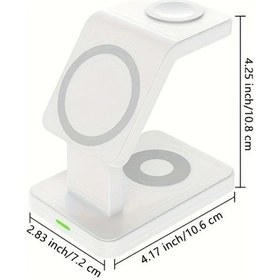 Resim Sunshine022 Beyaz Kablosuz Şarj İstasyonu Saat Powerbank 3ü1 Arada Telefon Kulaklık 