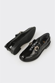 Resim Elle Shoes Siyah Deri Kadın Günlük Loafer 