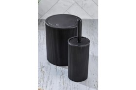 Resim Şık Yuvarlak Çöp Kovası ve Tuvalet Fırçası Seti, Modern Banyo Tasarımı 