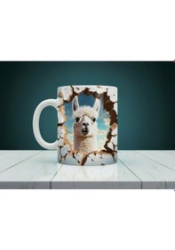 Resim 3d Lama Baskılı Kupa Bardak Beyaz 