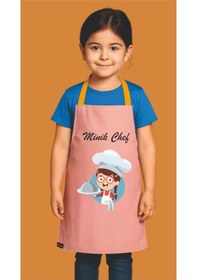 Resim Çocuk Mutfak Önlüğü Etkinlik Önlüğü 4-12 Yaş Aktivite Önlüğü Pembe 