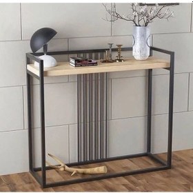 Resim Dresuar Metal Ayaklı Ahşaplı Antre Hol Modern Dresuar 