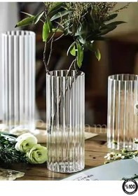 Resim Optik Desenli Cam Vazo 4lü Set 10çap 10-15-20-25 Cm Yükseklik Beyaz 