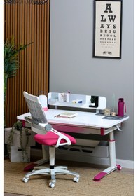 Resim Creo Mobili Yükseklik Ve Eğim Ayarlı Sirius Advanced Bilgisayar Ve Çalışma Masası Takımı Beyaz/fuşya Gri 