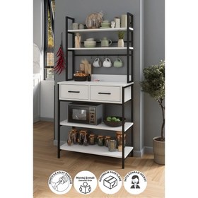 Resim Bofigo Vietnam 2 Çekmeceli 5 Raflı Mutfak Bangosu Beyaz 