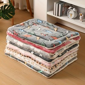 Resim Karikatür Baskılı Rahat Peluş Köpek Yatağı - Büyük Irklar İçin Kalın Polyester Lif Mat, Kare Tasarım, Sıcak Evcil Hayvan Yuvası 