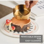 Resim Xuweiwei A Brown Sevimli Mantar Şeklinde Paslanmaz Çelik Tepsili Doğal Reçine İç Ve Dış Mekan Kül Tablası 